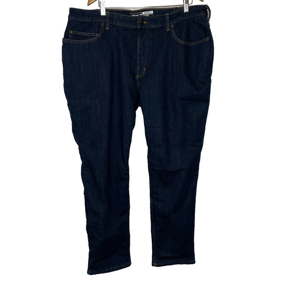 Women's 18 Carhartt Rugged Flex Fleece Lined Dark Wash Relaxed Jeans NEW - Picture 1 of 6